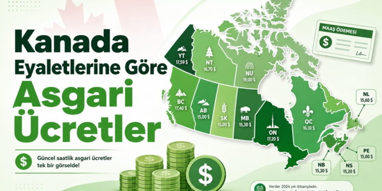 Kanada Eyaletlerine Göre Asgari Ücretler