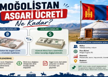 Moğolistan asgari ücretinin Tugrik ve dolar karşılığını anlatan bilgilendirici görsel